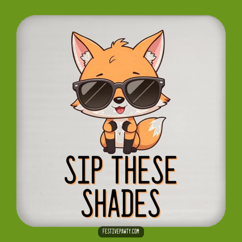 Set of Funny Diva Fox Sunglasses Drink Coasters - Protect Surfaces with Hilarious Sass