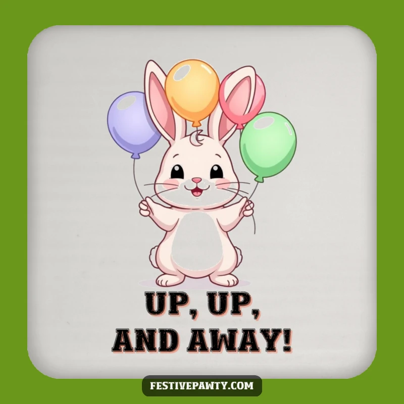 Set of Funny Rabbit Juggling Balloons Drink Coasters - Protect Surfaces with Humorous Style