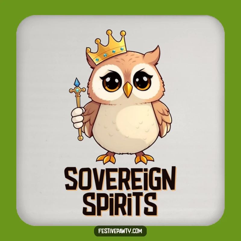 Funny Owl King Coaster: Proud Royal Owl - Humorous Gift