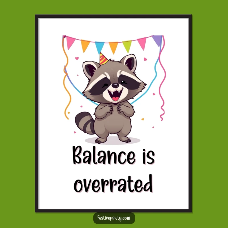 Funny Raccoon Party Streamer Poster - Hilarious Wall Art Gift
