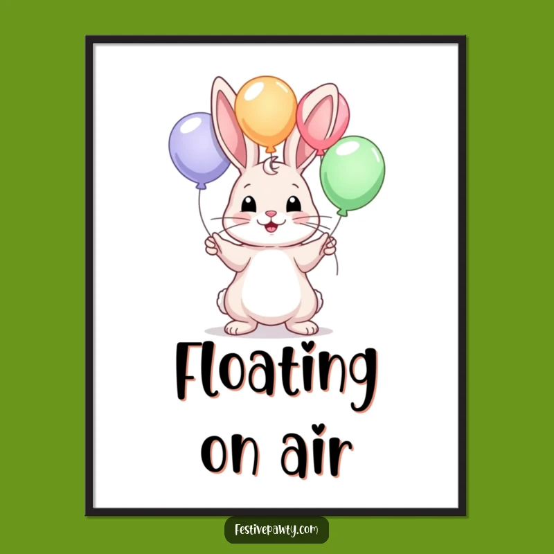 Vibrant Funny Rabbit Juggling Balloons Poster - Add Humorous Wall Art to Your Space