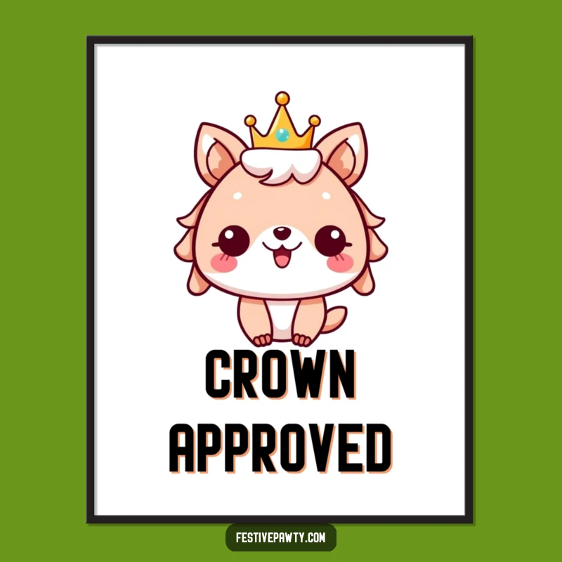 Funny Festive Animal Art Print: Sparkly Crown Cheer, Hilarious Celebration Poster