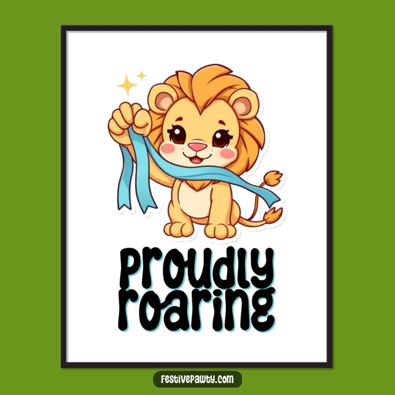 Funny Lion Victory Poster: Regal Triumph, Sparkling Decor, Perfect Gift