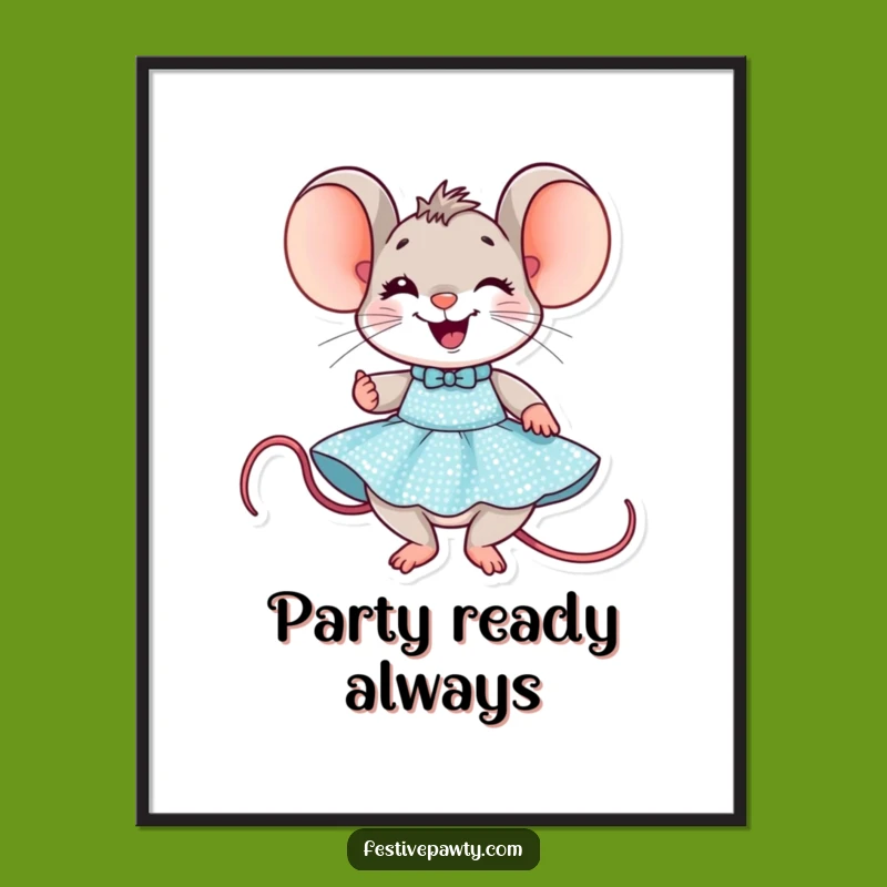 Funny Mouse Party Poster: Delighted Dress-Up Art - Whimsical Decor Gift