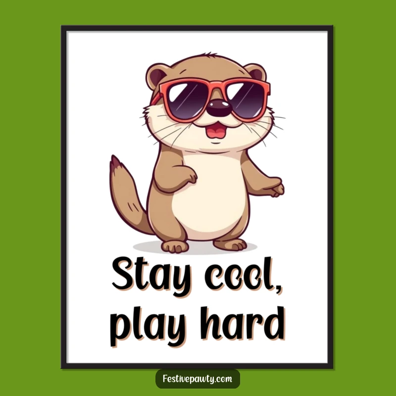 Funny Otter Sunglasses Poster: Groovy Wall Art & Humorous Gift