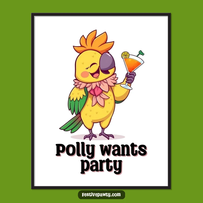 Funny Parrot Party Poster: Giggling Bird with Boa Art, a Festive Funny Gift for Walls!
