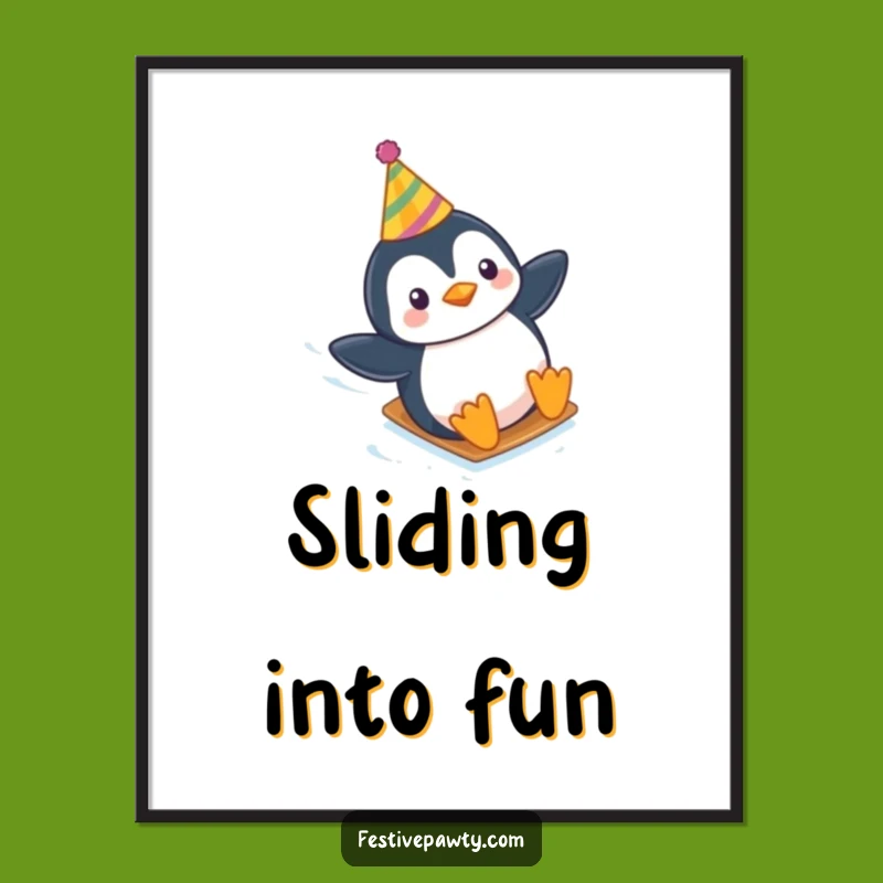 Funny Penguin Party Poster - Winter Fun Wall Art, Perfect Gift!