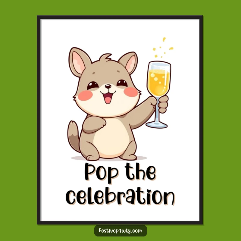 Funny Toasted Animal Fizzy Drink Poster Print - Festive Wall Art Funny Gift