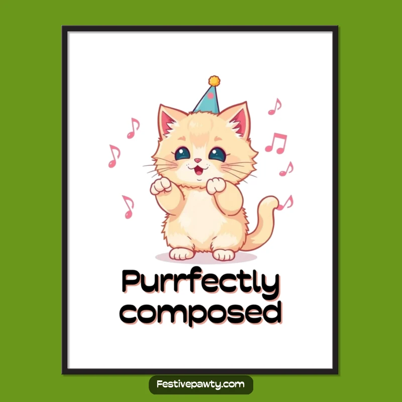 Funny Kitten Conductor Poster: Fluffy Music Maestro Artwork, a Whimsical Funny Gift for Walls!