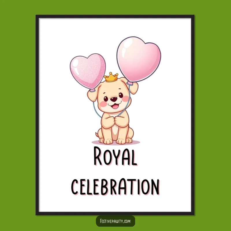 Funny Puppy King Poster: Happy Crowned Dog Artwork, a Joyful Funny Gift for Walls!