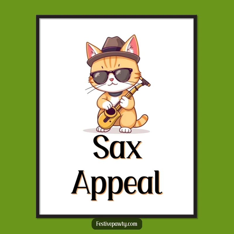 Funny Cool Cat Saxophone Poster: Decorate with Jazzy Humor