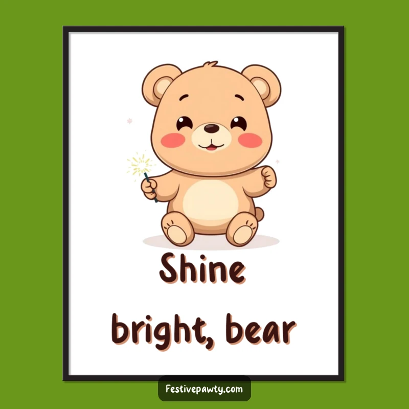 Funny Bear Sparkler Poster: Joyful Wall Art, Unique Humorous Gift
