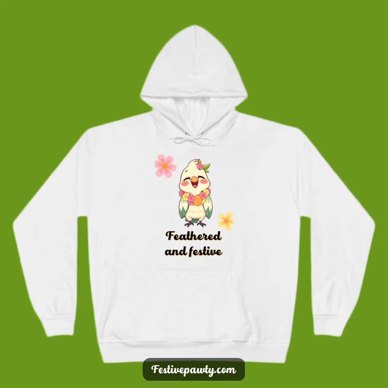 Cozy Funny Parrot Lei Hoodie - Stay Warm and Festive with this Tropical Design