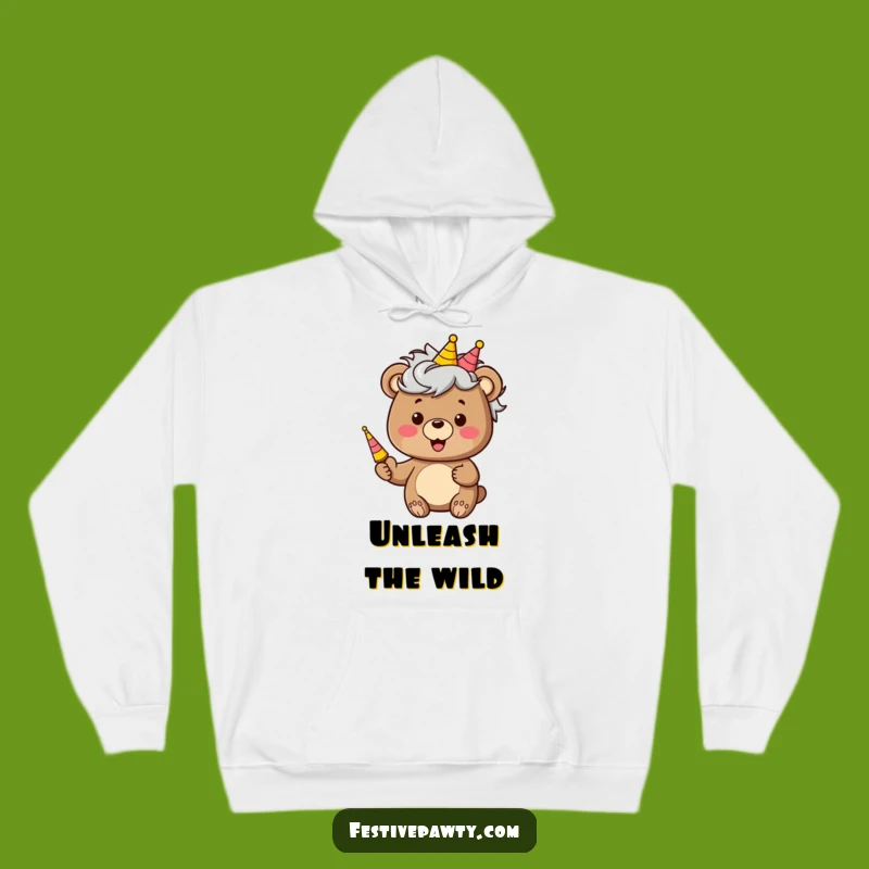 Funny Bear Party Hoodie: Cozy & Hilarious Wig Character Sweatshirt Gift!