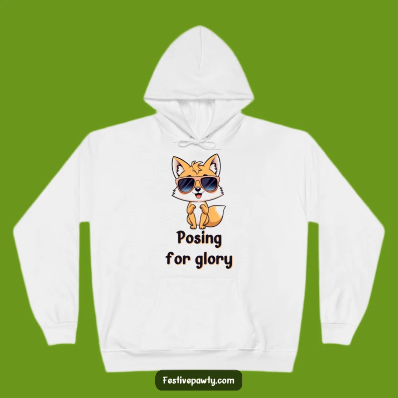 Funny Diva Fox Hoodie: Cozy & Sassy Style with Oversized Sunglasses