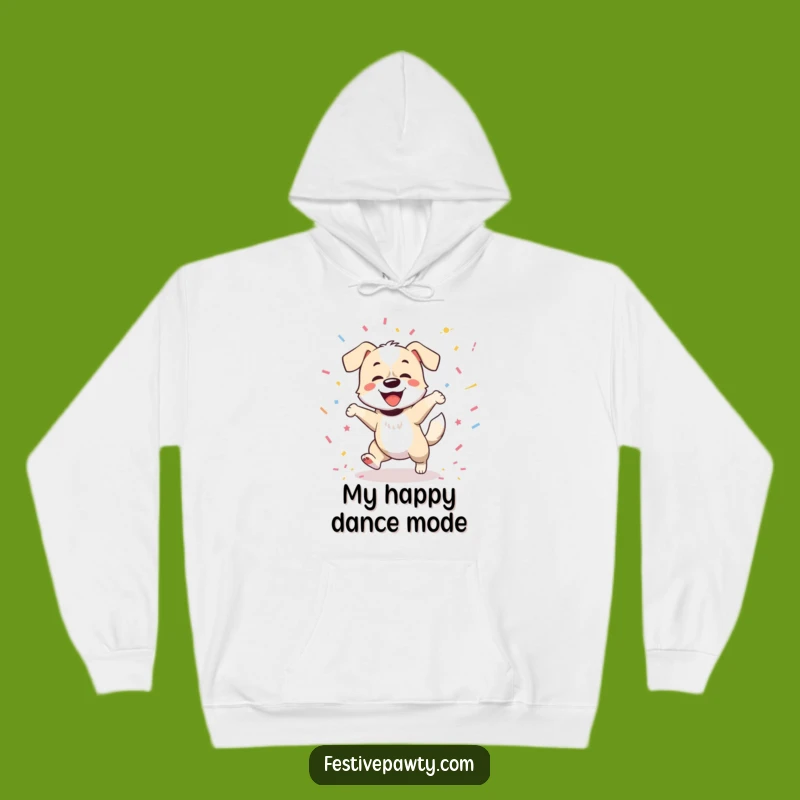 Funny Dog Hoodie: Cozy & Joyful Dancer with Wagging Tail & Confetti