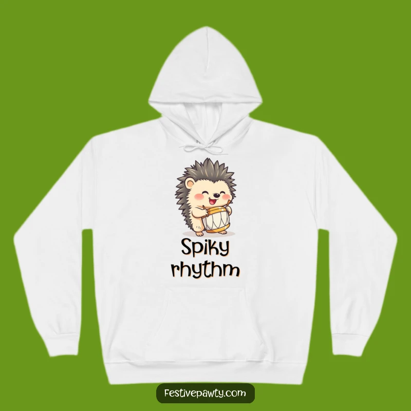 Funny Hedgehog Drumming Hoodie: Cozy Beats for Music Fans