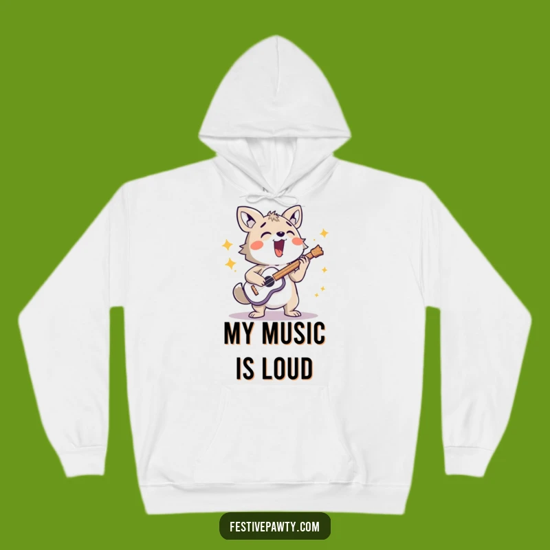 Funny Loud Musician Animal Hoodie - Cozy Energetic Rocker Funny Gift