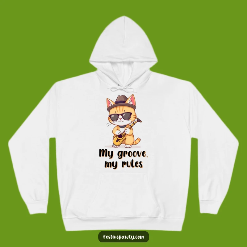 Cozy Funny Cool Cat Saxophone Hoodie: Stay Warm with Jazzy Style