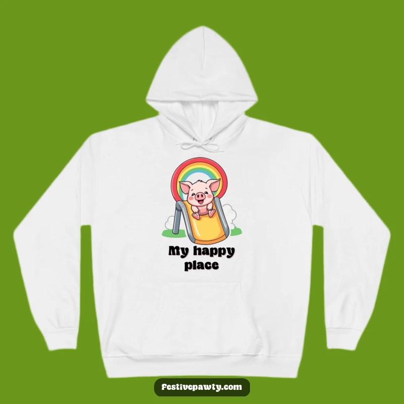 Cozy Funny Pig Rainbow Slide Hoodie: Embrace Fun with this Warm, Funny Gift
