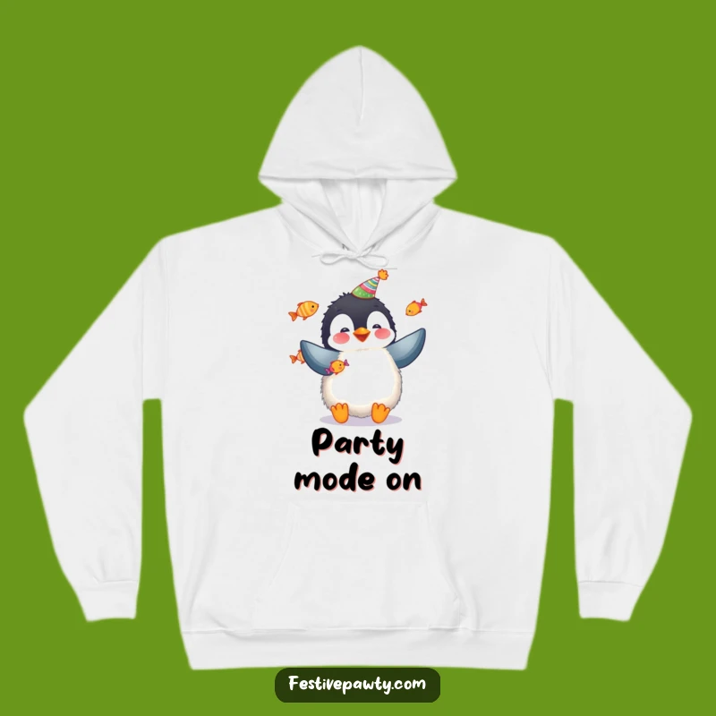 Funny Penguin Party Hoodie: Fluffy Penguin Juggling Fish Sweatshirt for Cozy Fun