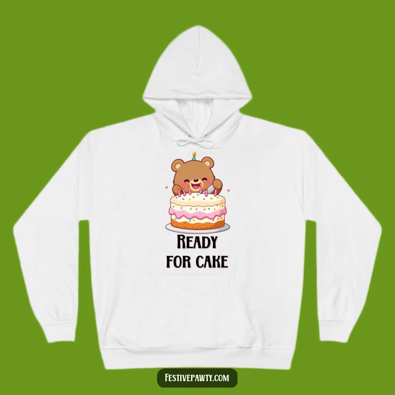 Cozy Funny Birthday Bear Cake Slice Hoodie - Warmth and Celebration for Humorous Souls