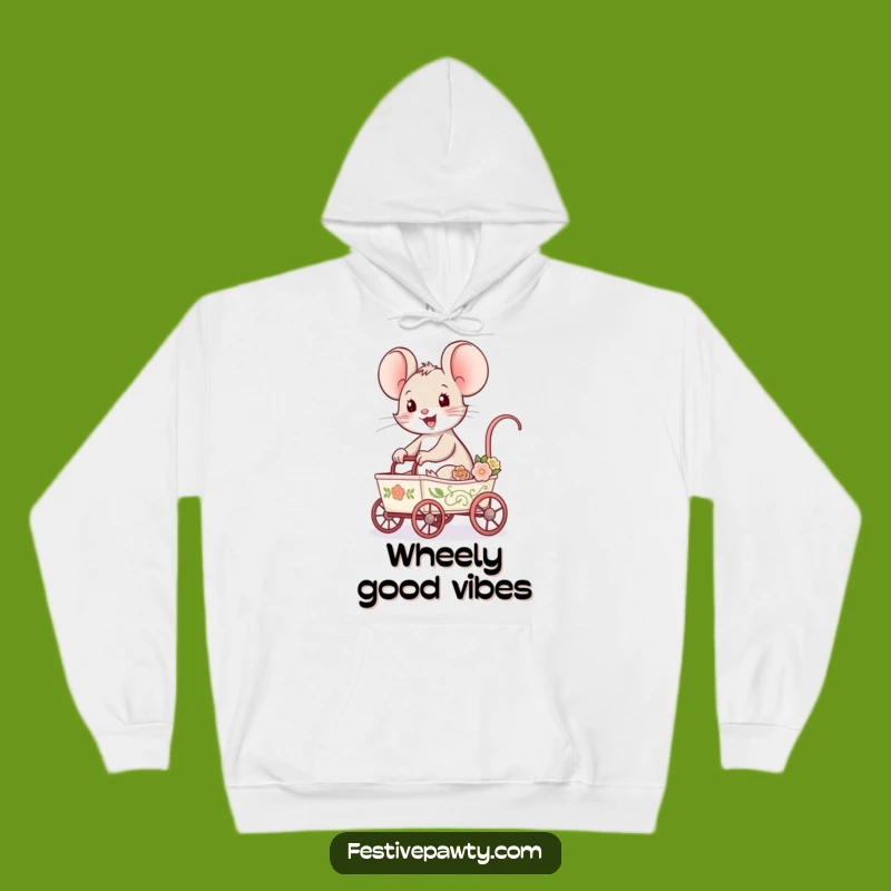 Cozy Funny Mouse Cart Ride Hoodie - Stay Warm on Your Adventures with this Hilarious Design