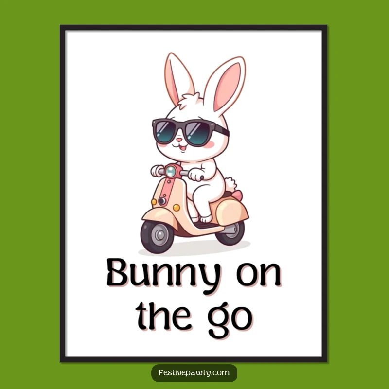 Free Printable Wall Art: Cool Bunny Rider! Fun Downloadable Decor Gift