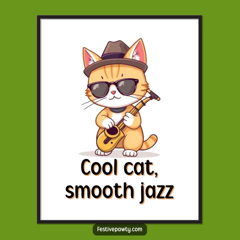 Free Printable Wall Art: Cool Cat Sax Player Funny Downloadable Decor