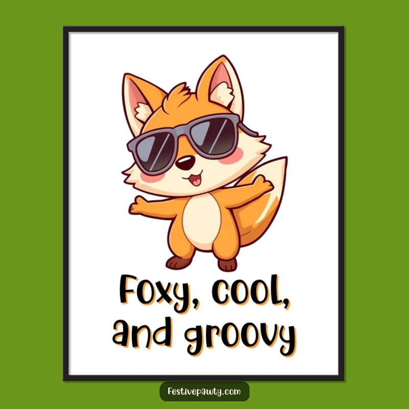 Free Printable Wall Art: Groovy Fox Sunglasses Funky Downloadable Artwork