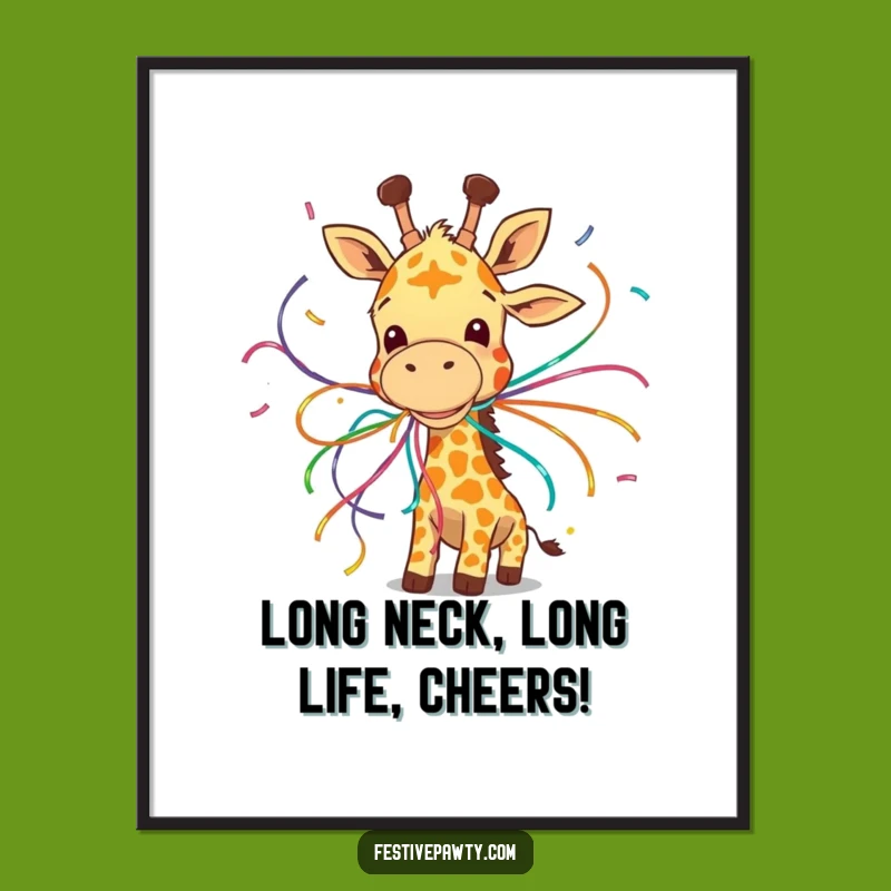Funny Free Printable Wall Art: Giraffe Party Chaos, Humorous Downloadable Decor Gift