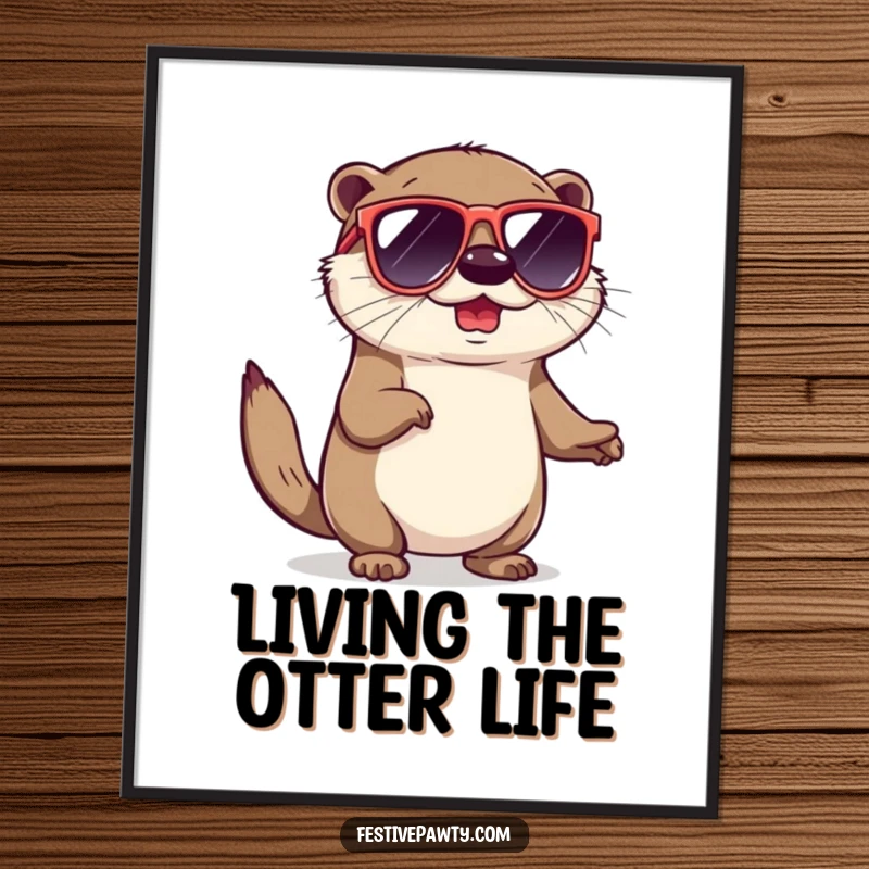 Funny Free Printable Wall Art: A playful otter in oversized sunglasses does a cool shimmy, adding groovy vibes to decor.