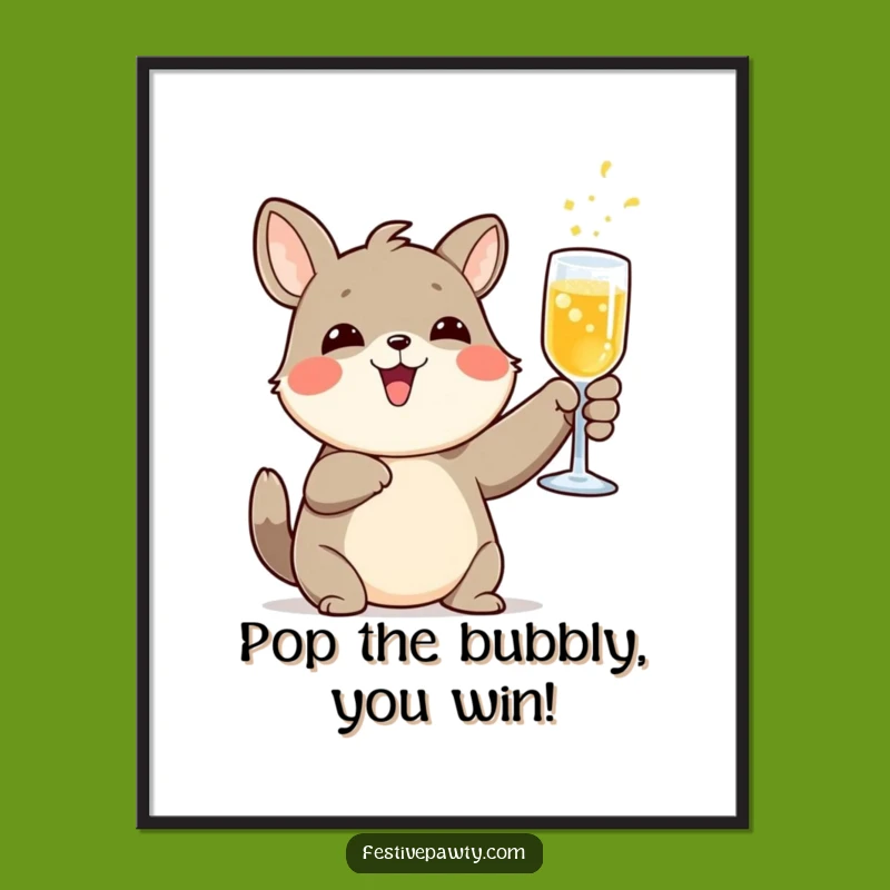Funny Free Printable Wall Art: Toasting Animal Celebration Downloadable Decor