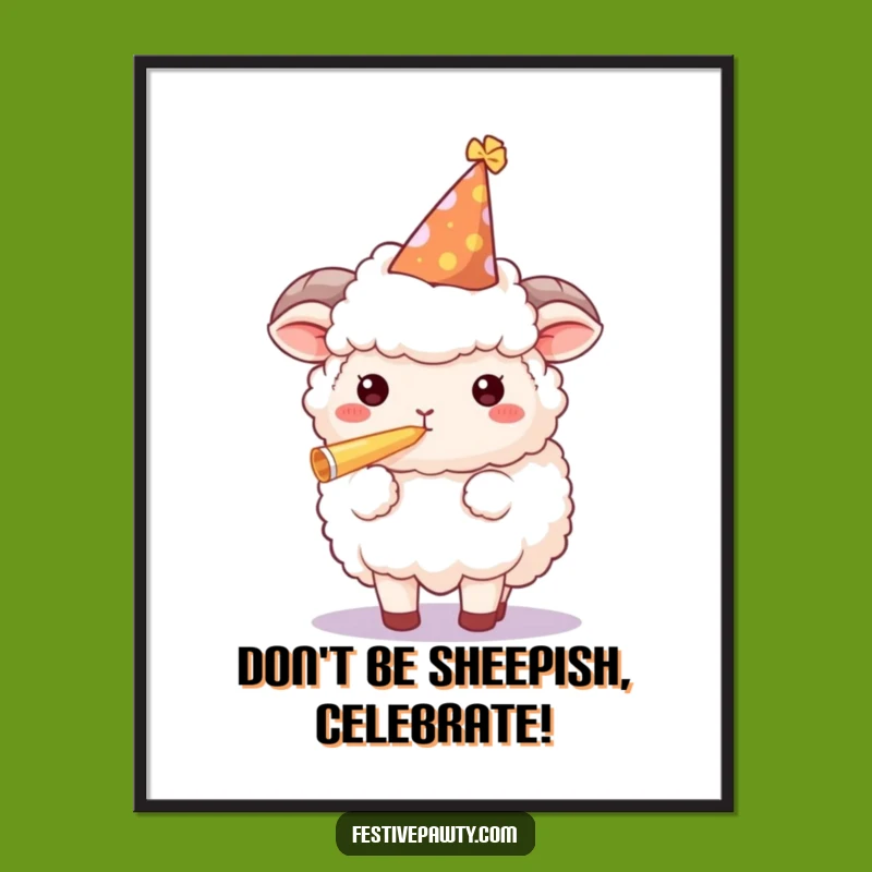Funny Sheep Party Art: Free Printable Festive Vibes for Your Wall!