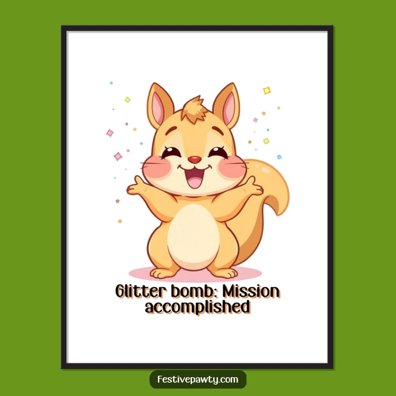 Free Printable Squirrel Wall Art: Ecstatic Glee-Filled Glitter Toss Downloadable Decor