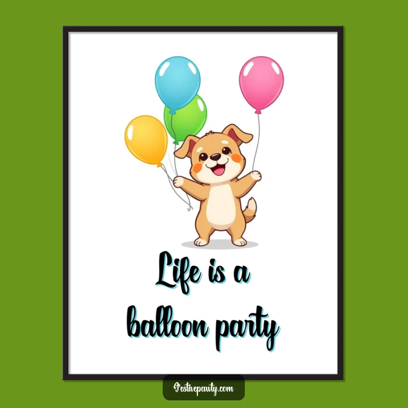Free Printable Dog Art: Juggling Balloons Downloadable Wall Decor for Fun Homes