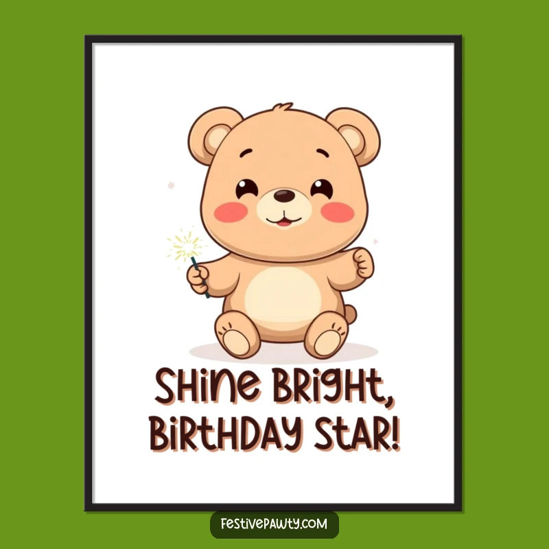 Funny Free Printable Bear Art - Festive Downloadable Decor with Sparkler