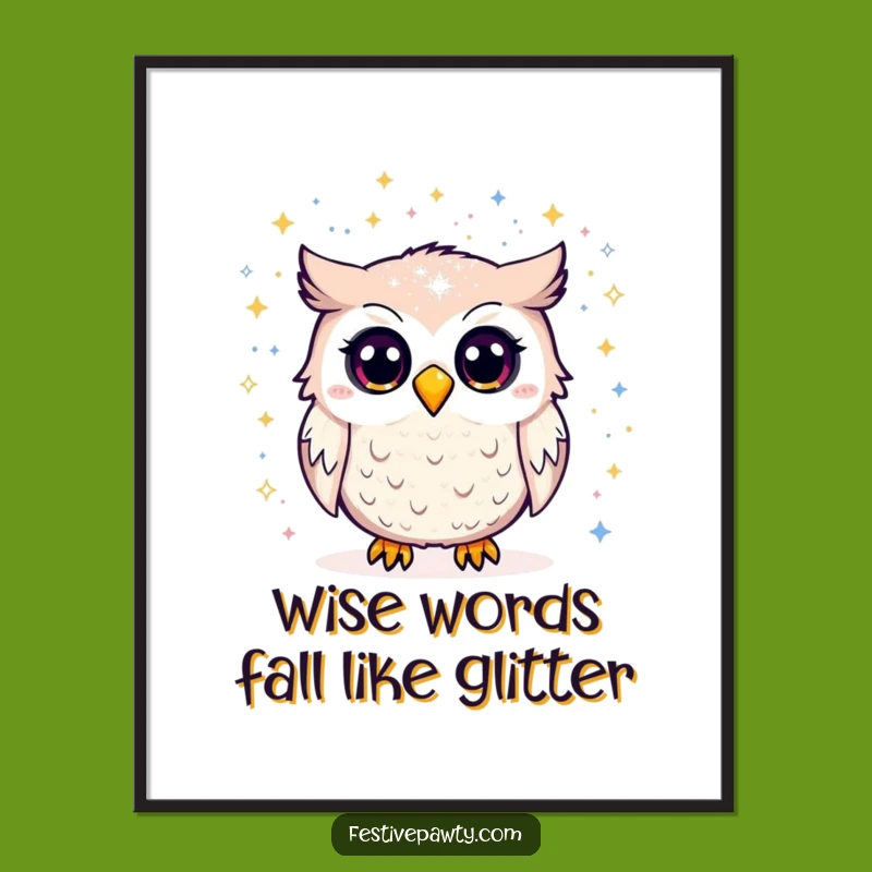 Free Printable Wall Art: Glitter Owl Surprise Art, Downloadable!