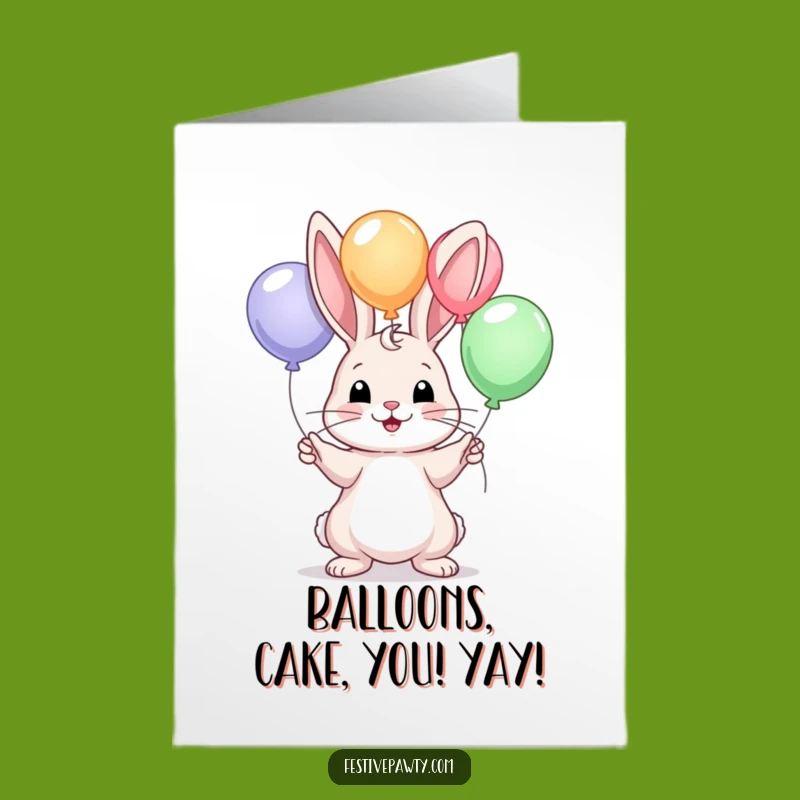 Free Printable Birthday Card: Funny Juggling Rabbit, Downloadable Fun for a Joyful Celebration