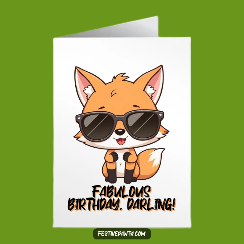 Free Printable Birthday Card: Diva Fox, Hilarious Sunglasses, Downloadable Fun for a Fashionable Celebration