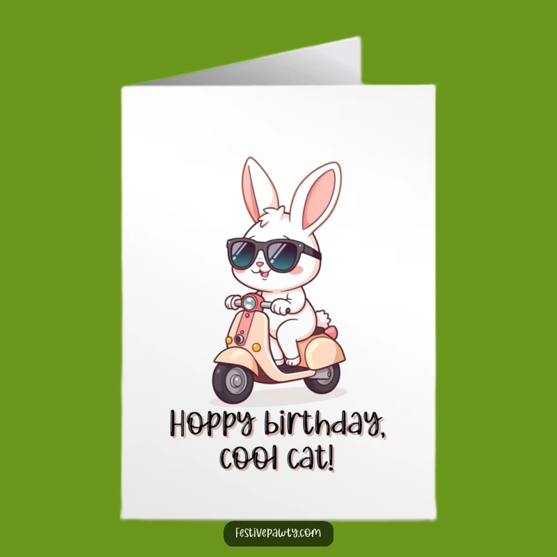 Free Printable Birthday Card: Cool Bunny Rider! Funny Downloadable Gift for Fun