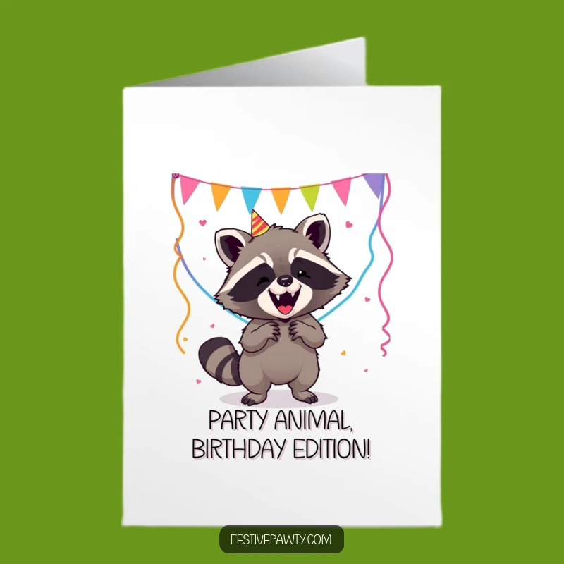 Free Printable Funny Raccoon Birthday Card: DIY Hilarious Party Streamer Downloadable Gift
