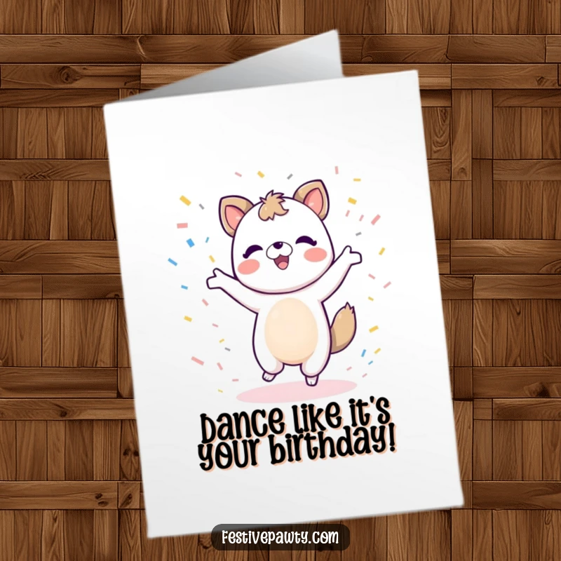 Funny Free Printable Animal Birthday Card: A jubilant animal dancing wildly as confetti rains down.