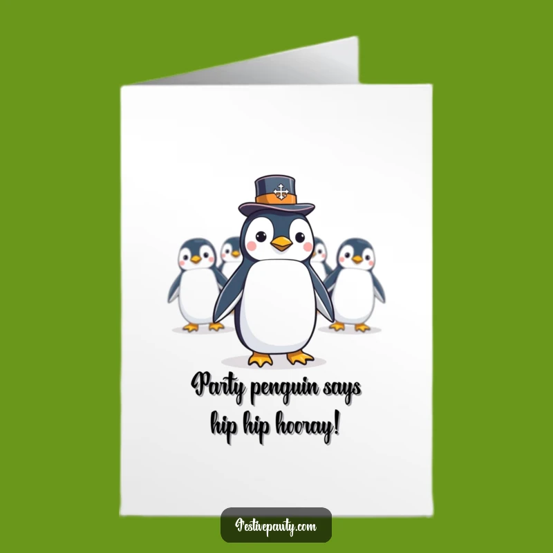 Free Printable Penguin Conga Line Birthday Card - Funny Downloadable Gift for Him