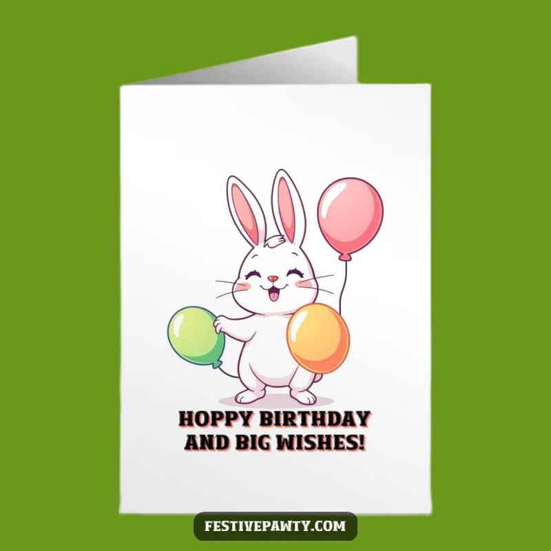 Free Printable Rabbit Birthday Card: Juggling Fun Downloadable Gift for Playful Souls