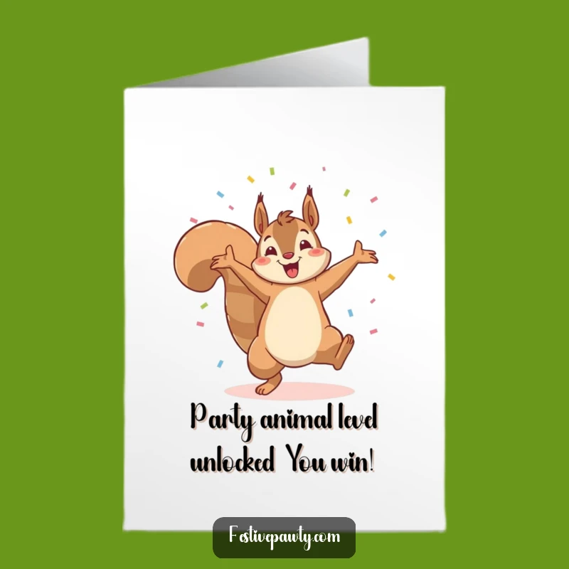 Free Printable Birthday Card: Funny Squirrel Cartwheel for Cheerful Celebrations!