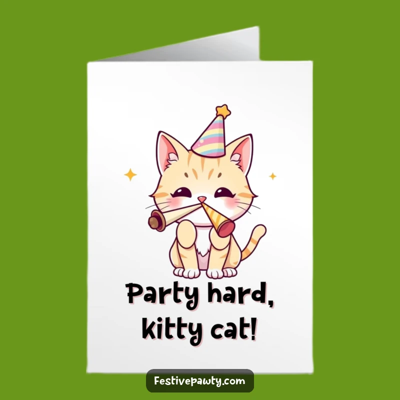 Free Printable Birthday Card: Cute Cat Party Animal!, Funny Downloadable Gift