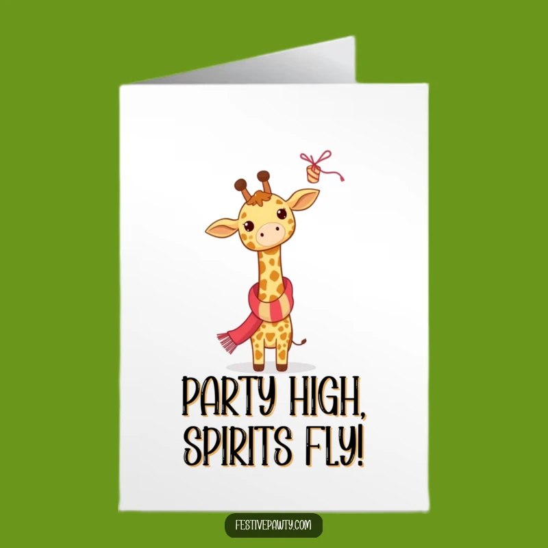 Festive Giraffe Birthday Card: Free Printable Party Reach Downloadable Gift