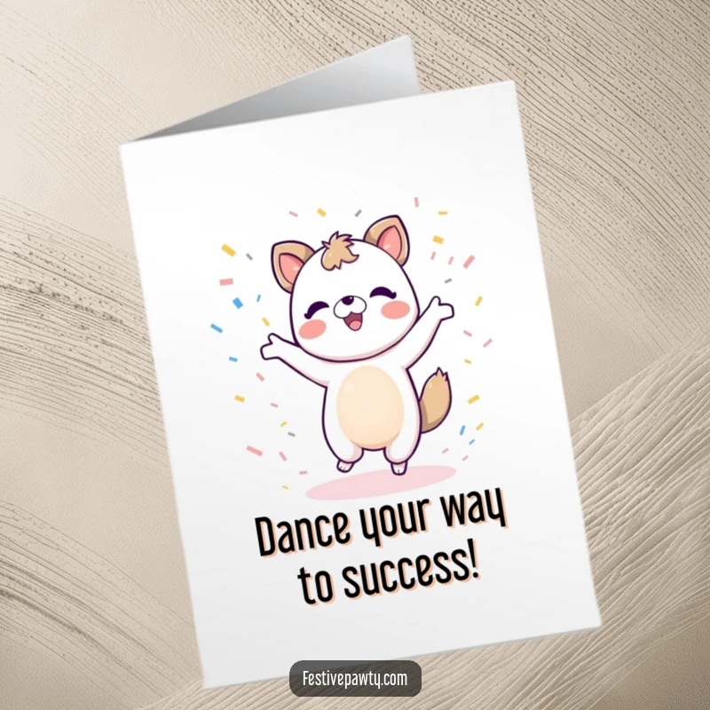 Funny Free Printable Animal Congrats Card: A jubilant animal dancing and celebrating with falling confetti.