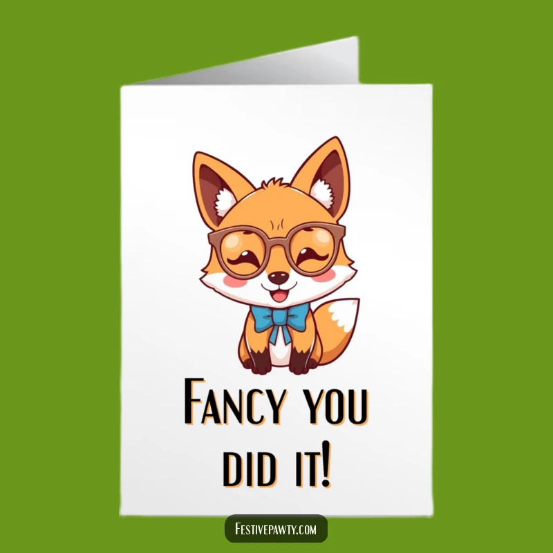 Free Printable Congrats Card Joyful Fox Party Attire - Funny Downloadable